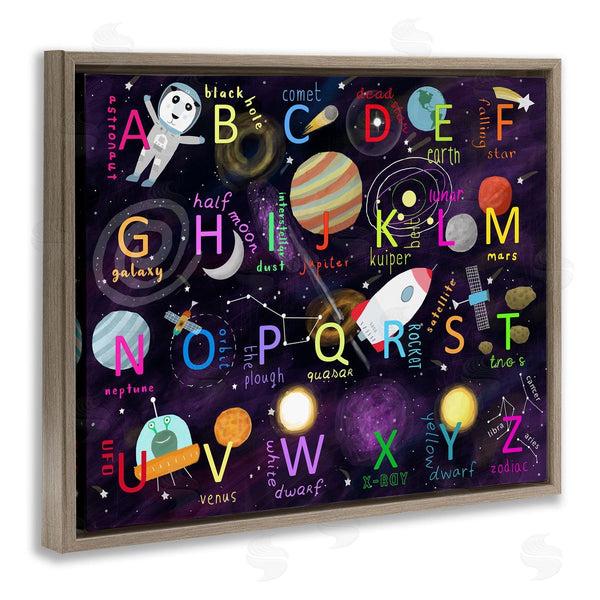 Stupell Industries Carla Daly | Alphabet Teaching Outer Space Astronomy Words Letters Wall Art
