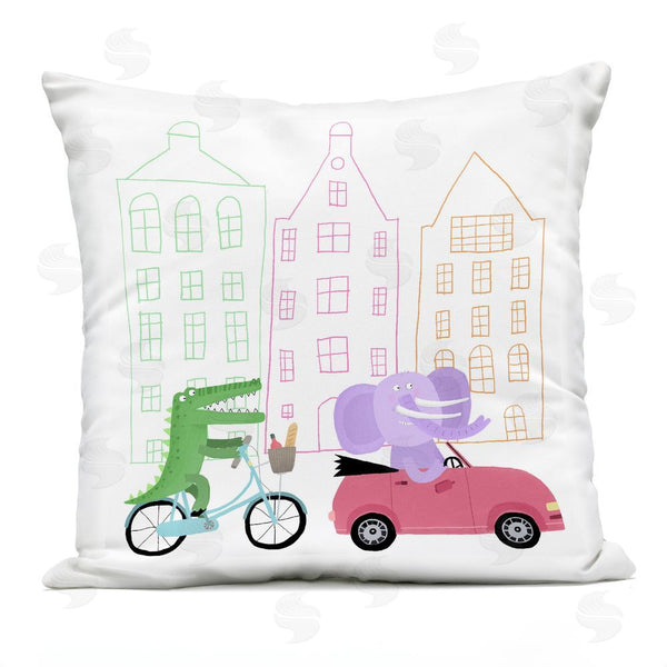 Stupell Industries Carla Daly | Amsterdam Buildings & Animals Throw Pillow