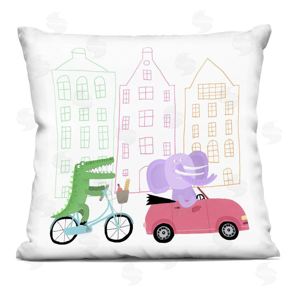 stupell industries Carla Daly | Amsterdam Buildings & Animals Throw Pillow