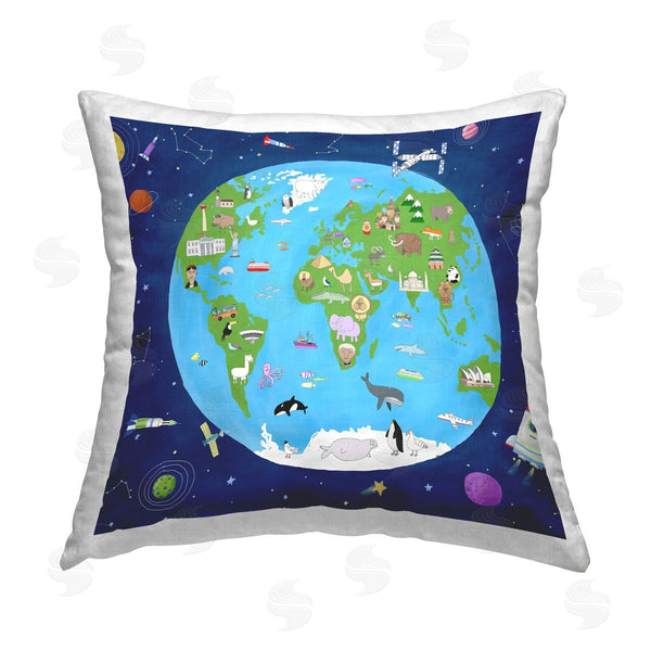 stupell industries Carla Daly | Animals & Global World Landmarks Printed Throw Pillow