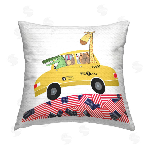 Stupell Industries Carla Daly | Animals In NY Taxi Printed Throw Pillow