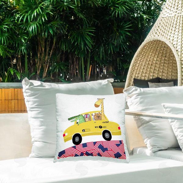 Stupell Industries Carla Daly | Animals In NY Taxi Printed Throw Pillow