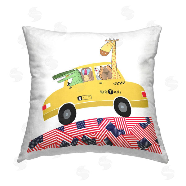 stupell industries Carla Daly | Animals in NY Taxi Printed Throw Pillow