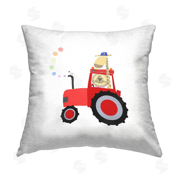 Stupell Industries Carla Daly | Animals In Red Tractor Printed Throw Pillow