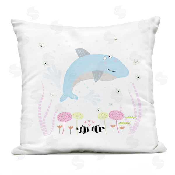 Stupell Industries Carla Daly | Baby Dolphin & Flowers Printed Throw Pillow