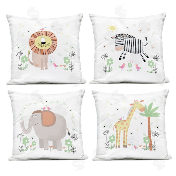 Stupell Industries Carla Daly | Baby Jungle Animals & Flowers Printed Throw Pillow Set