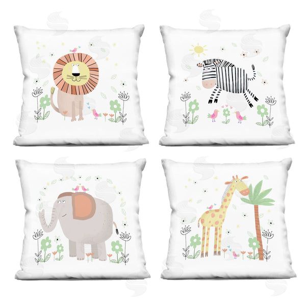 stupell industries Carla Daly | Baby Jungle Animals & Flowers Printed Throw Pillow Set