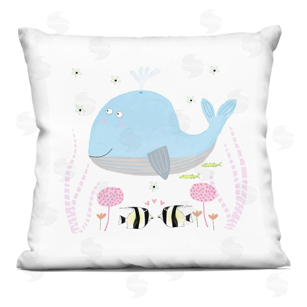 stupell industries Carla Daly | Baby Whale & Flowers Printed Throw Pillow