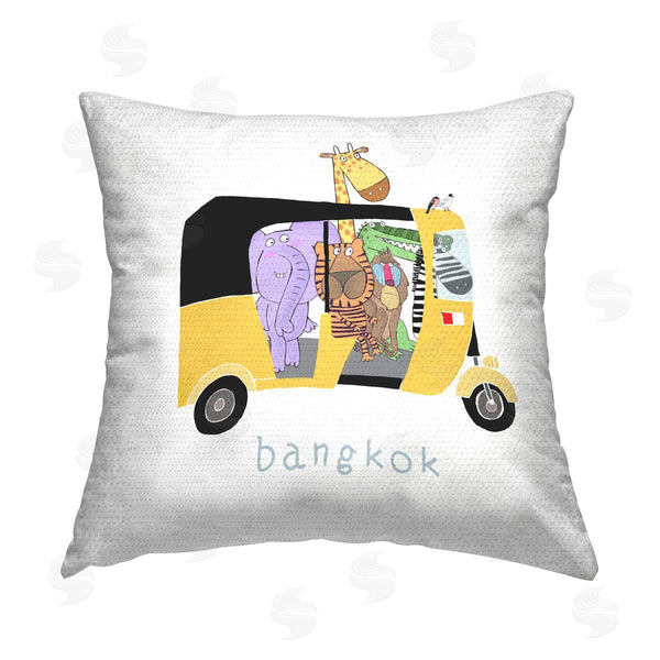Stupell Industries Carla Daly | Bangkok Wildlife Animals Travel Van Printed Throw Pillow