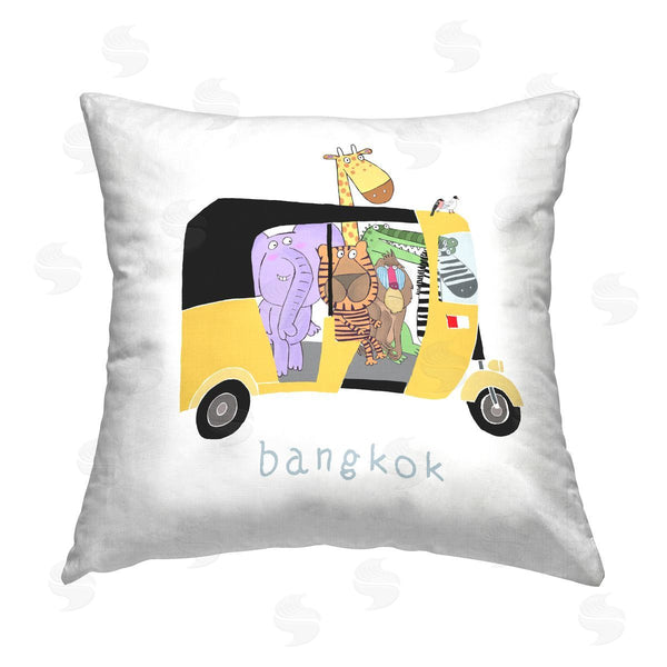 stupell industries Carla Daly | Bangkok Wildlife Animals Travel Van Printed Throw Pillow