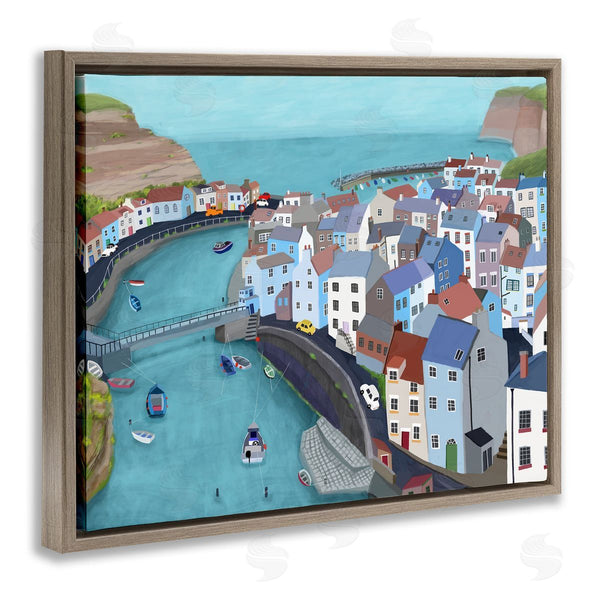 Stupell Industries Carla Daly | Bay Harbor Town Port Land Bridges Building Architecture Wall Art