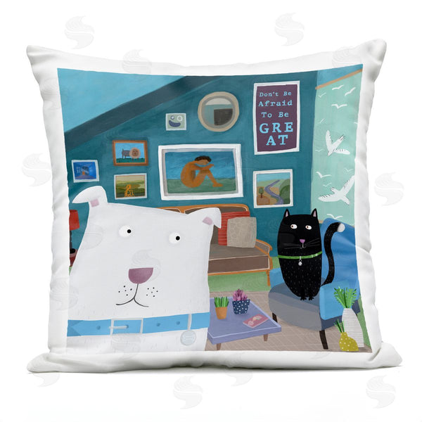 Stupell Industries Carla Daly | Be Great Inspirational Family Pets Room Scene Printed Throw Pillow