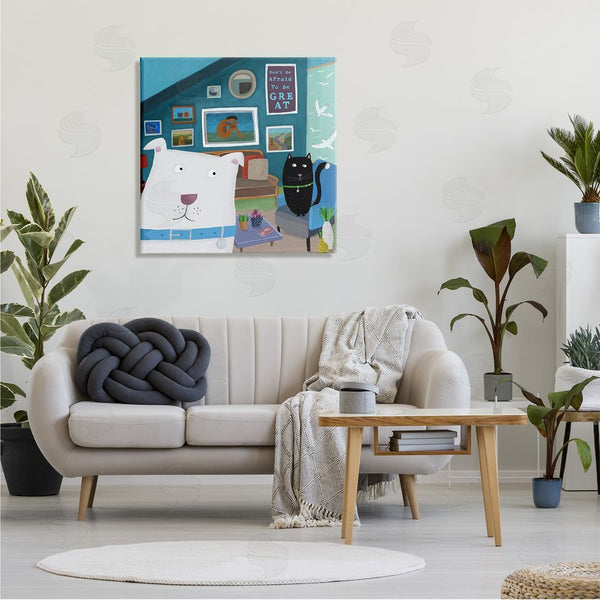 Stupell Industries Carla Daly | Be Great Motivational Phrase Family Pets Cat Dog Wall Art