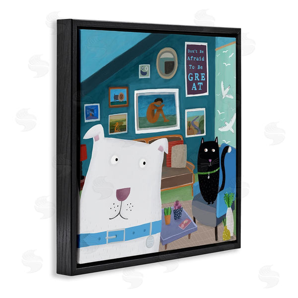 Stupell Industries Carla Daly | Be Great Motivational Phrase Family Pets Cat Dog Wall Art