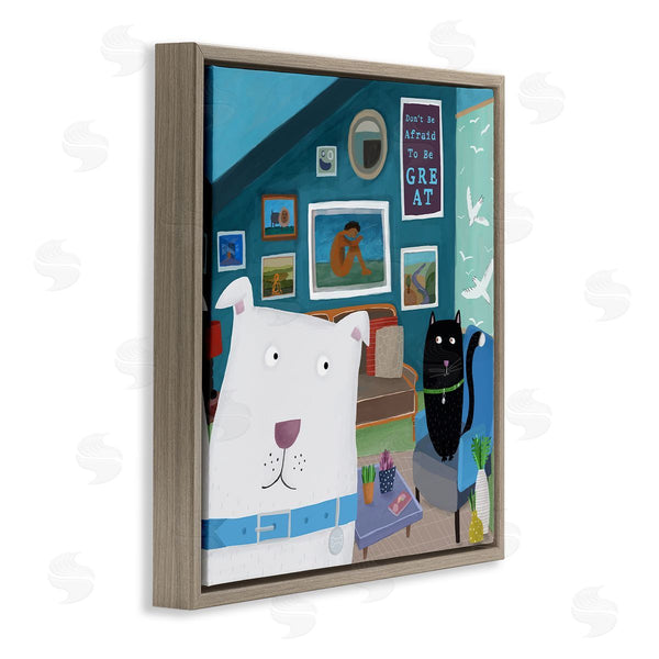 Stupell Industries Carla Daly | Be Great Motivational Phrase Family Pets Cat Dog Wall Art