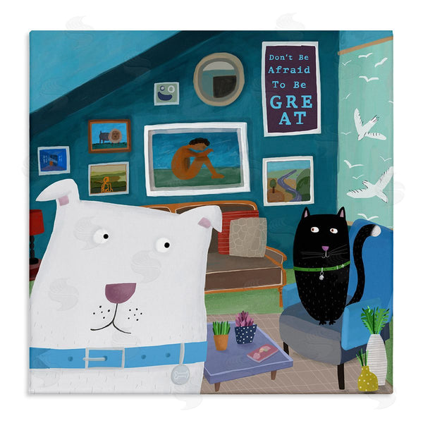 stupell industries Carla Daly | Be Great Motivational Phrase Family Pets Cat Dog Wall Art