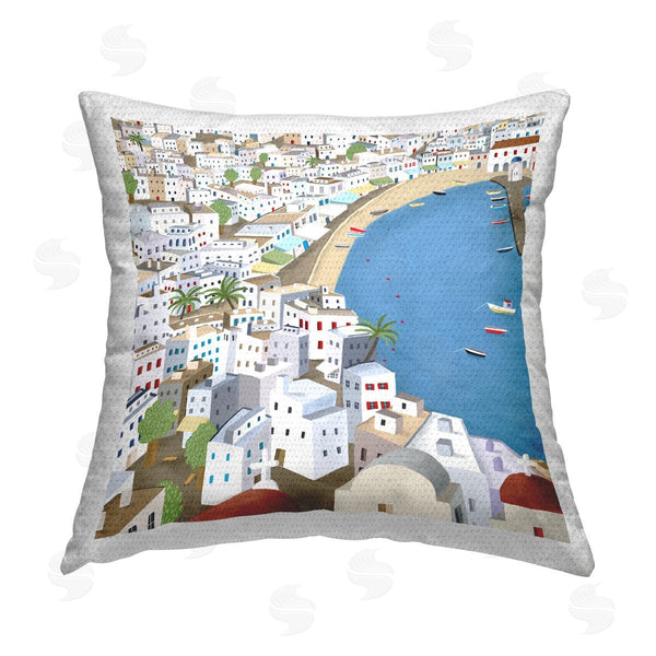 Stupell Industries Carla Daly | Beach Town Marina Dock Boats Printed Throw Pillow