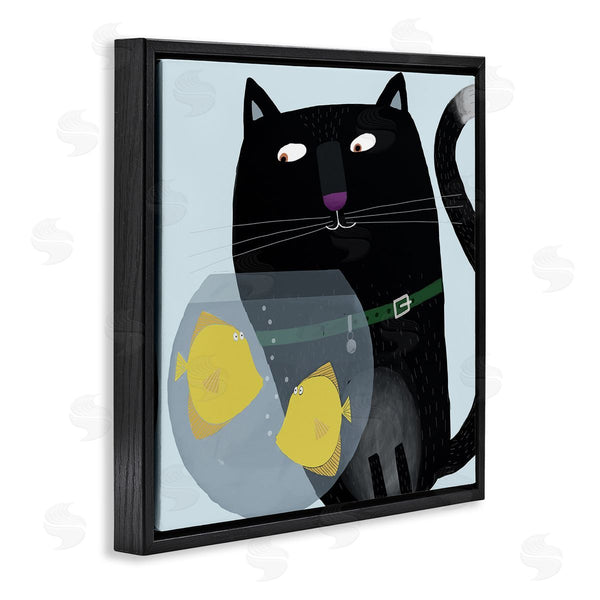Stupell Industries Carla Daly | Black Cat Eyeing Fish Bowl Wall Art