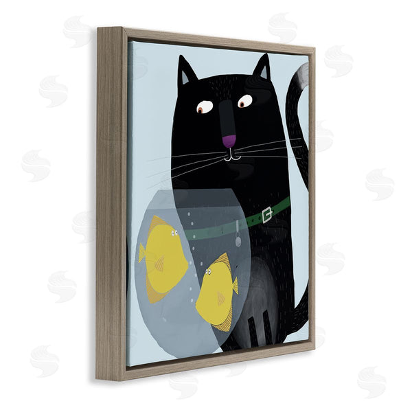 Stupell Industries Carla Daly | Black Cat Eyeing Fish Bowl Wall Art