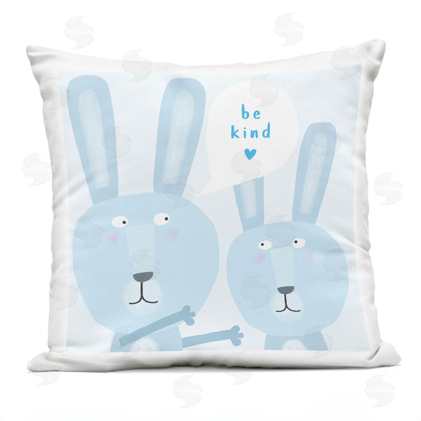 Stupell Industries Carla Daly | Blue Be Kind Rabbits Printed Throw Pillow