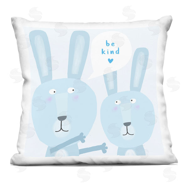 stupell industries Carla Daly | Blue Be Kind Rabbits Printed Throw Pillow