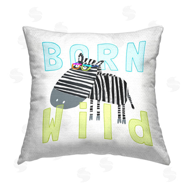 Stupell Industries Carla Daly | Born Wild Zebra Phrase Printed Throw Pillow