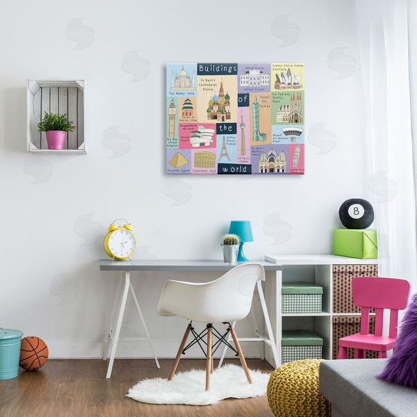 Stupell Industries Carla Daly | Building Of The World Kid's Chart Architectural Landmarks Wall Art