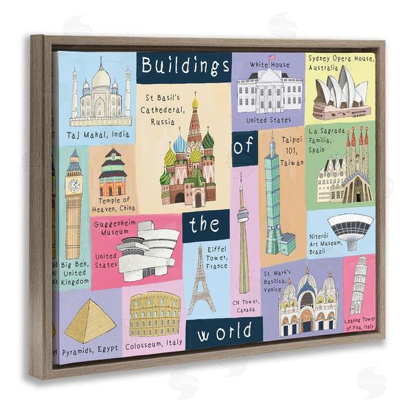 Stupell Industries Carla Daly | Building Of The World Kid's Chart Architectural Landmarks Wall Art