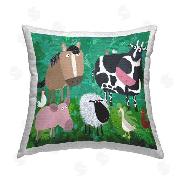 Stupell Industries Carla Daly | Cartoon Farm Animals Printed Throw Pillow