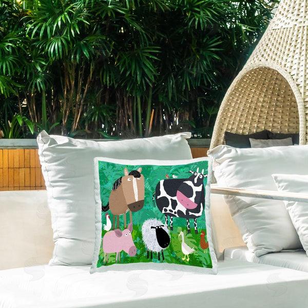 Stupell Industries Carla Daly | Cartoon Farm Animals Printed Throw Pillow