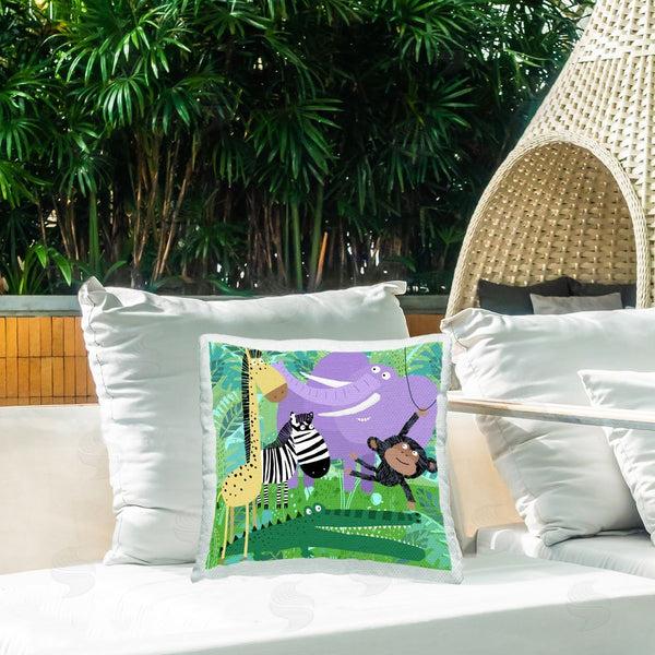 Stupell Industries Carla Daly | Cartoon Zoo Animals Printed Throw Pillow