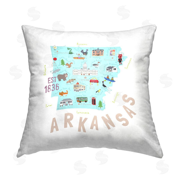 stupell industries Carla Daly | Casual Arkansas Landmarks Map Printed Throw Pillow