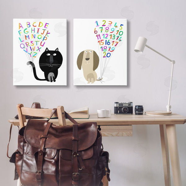 Stupell Industries Carla Daly | Cat Dog Alphabet Numbers Wall Art