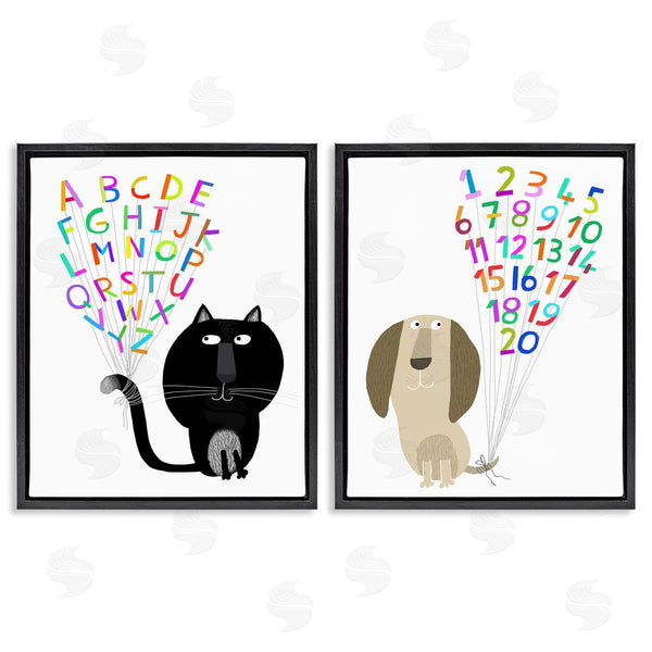 Stupell Industries Carla Daly | Cat Dog Alphabet Numbers Wall Art
