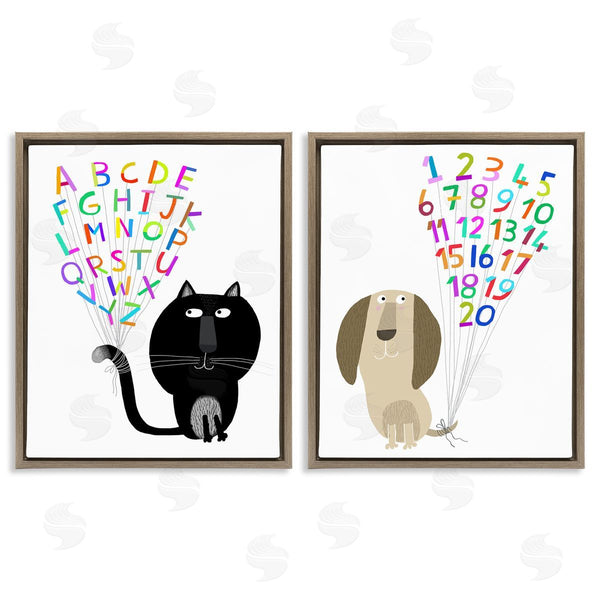 Stupell Industries Carla Daly | Cat Dog Alphabet Numbers Wall Art