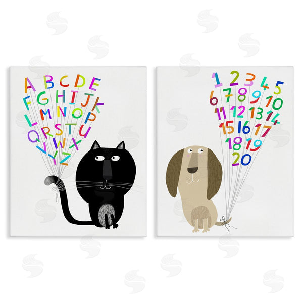 stupell industries Carla Daly | Cat Dog Alphabet Numbers Wall Art