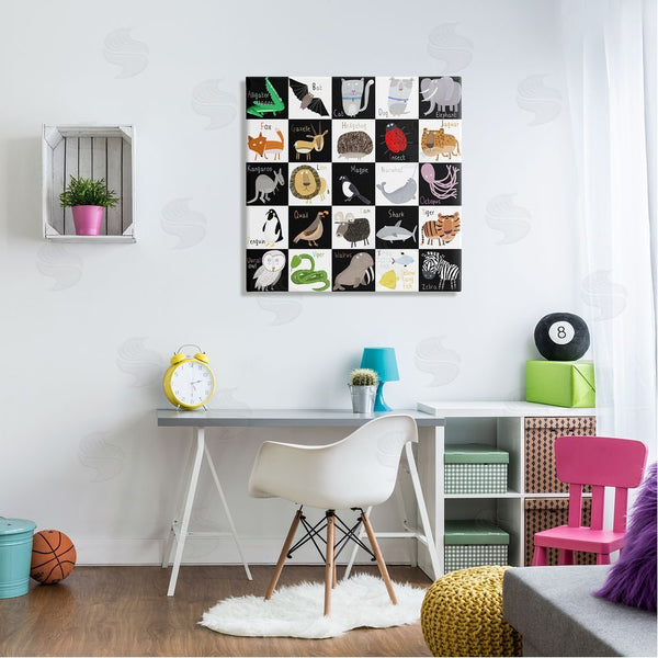 Stupell Industries Carla Daly | Checkered Educational Animal ABC Wall Art