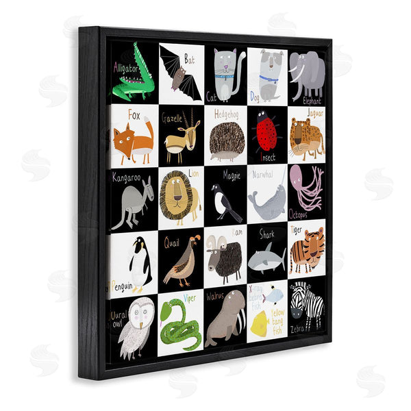 Stupell Industries Carla Daly | Checkered Educational Animal ABC Wall Art