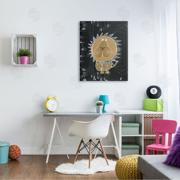 Stupell Industries Carla Daly | Children's Abstract Lion Doodle Black White Pattern Wall Art