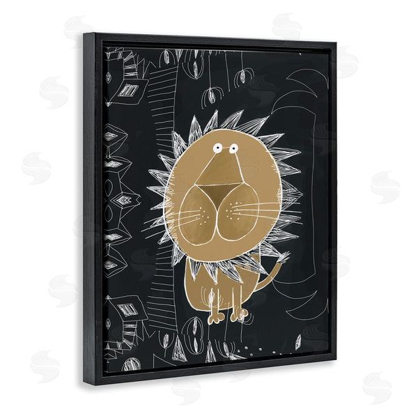Stupell Industries Carla Daly | Children's Abstract Lion Doodle Black White Pattern Wall Art