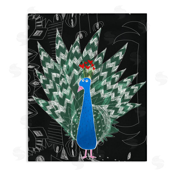 stupell industries Carla Daly | Children's Abstract Peacock Doodle Black White Pattern Wall Art