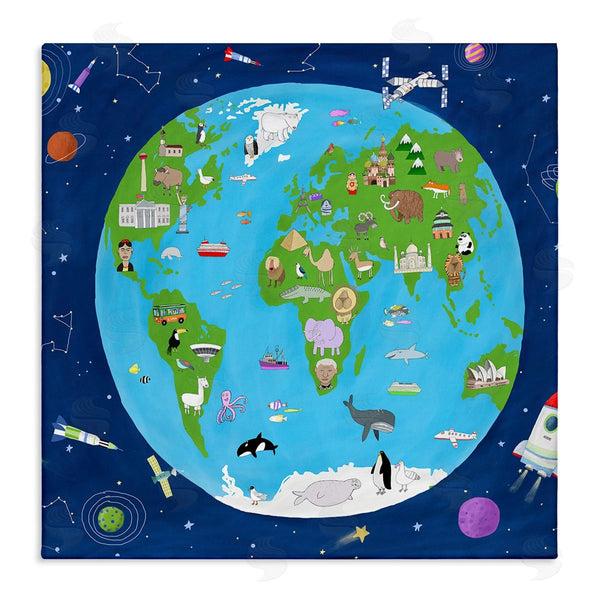 stupell industries Carla Daly | Children's Earth and Outer Space Map Animals Stars Wall Art