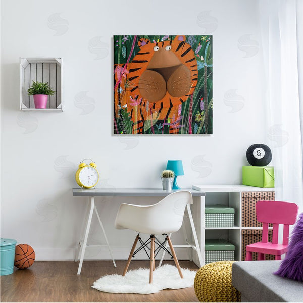 Stupell Industries Carla Daly | Children's Striped Tiger In Tropical Jungle Brush Wall Art