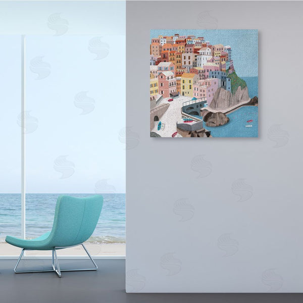 Stupell Industries Carla Daly | Cliffside City Skyline Seaside Urban Architecture Wall Art
