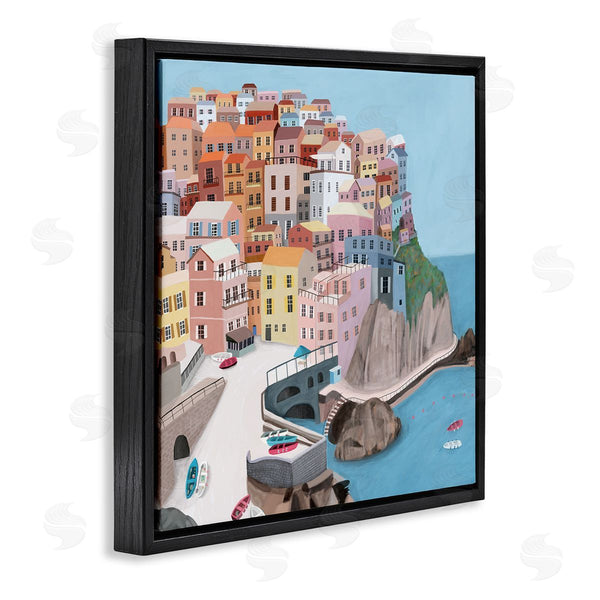 Stupell Industries Carla Daly | Cliffside City Skyline Seaside Urban Architecture Wall Art