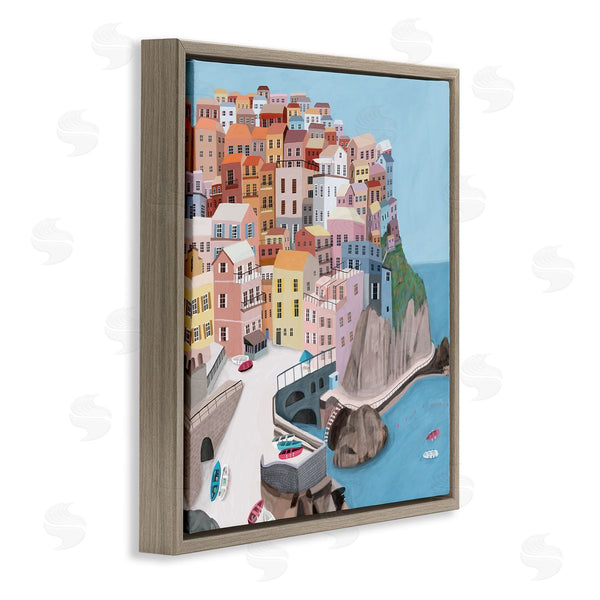 Stupell Industries Carla Daly | Cliffside City Skyline Seaside Urban Architecture Wall Art