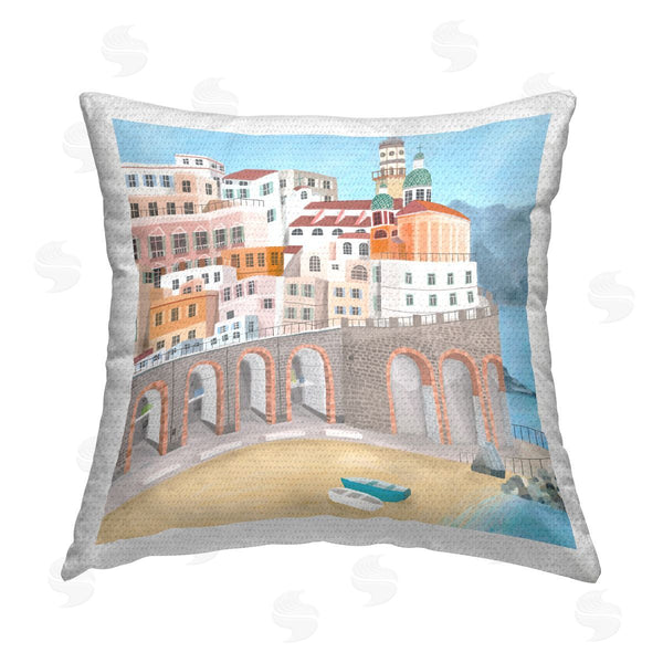 Stupell Industries Carla Daly | Coastal City Beach Shore Printed Throw Pillow