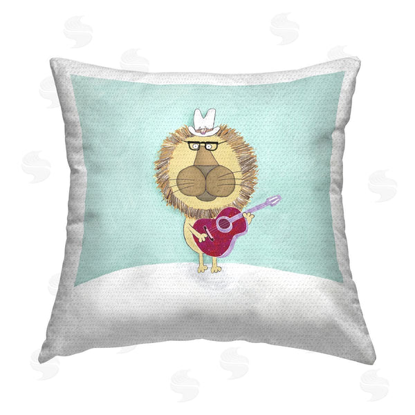 Stupell Industries Carla Daly | Cowboy Lion Guitarist Musician Printed Throw Pillow