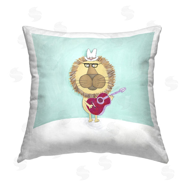 stupell industries Carla Daly | Cowboy Lion Guitarist Musician Printed Throw Pillow