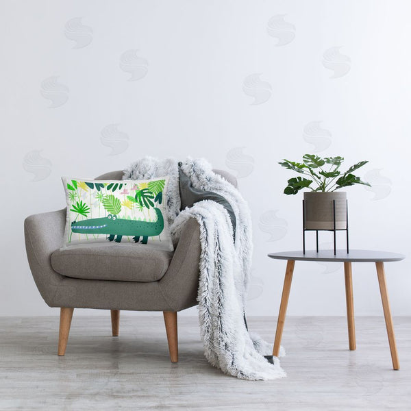 Stupell Industries Carla Daly | Crocodile Jungle & Leaves Throw Pillow